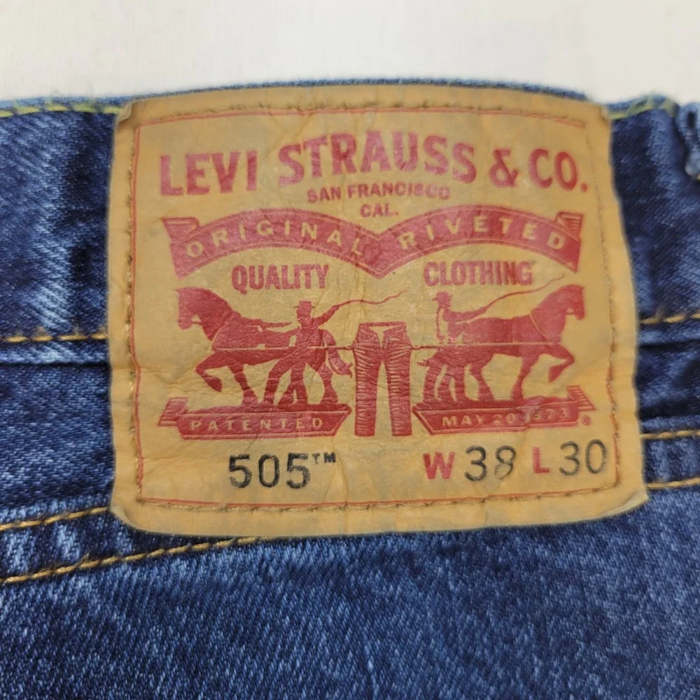 Levi's‎ 505 Jeans Mens 38x30 Blue Regular Straight Medium Wash Denim